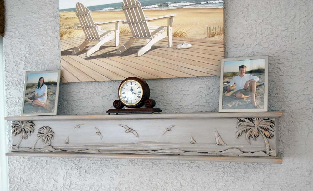 Affordable Beach House Fireplace Mantel Thank you for our CM-111 Seagulls fireplace mantel. My wife loves the Driftwood finish. It