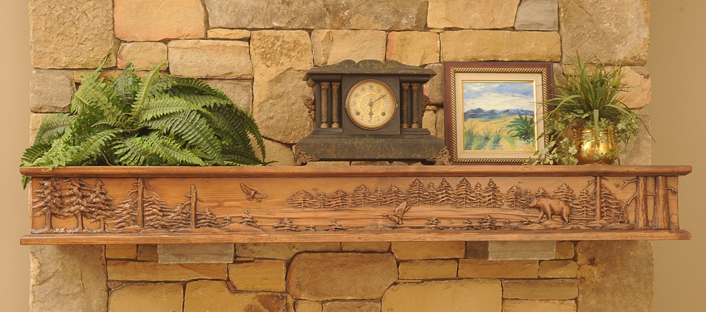 Wildlife Wood Carved Fireplace Mantels