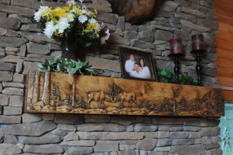 Dueling Elk fireplace mantel.