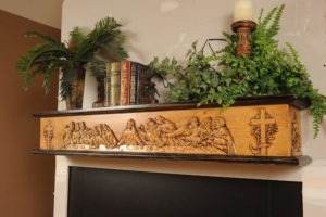 The Last Supper fireplace mantel.