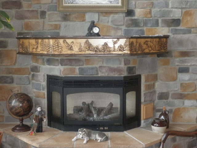 Custom Wild Life Fireplace Mantel