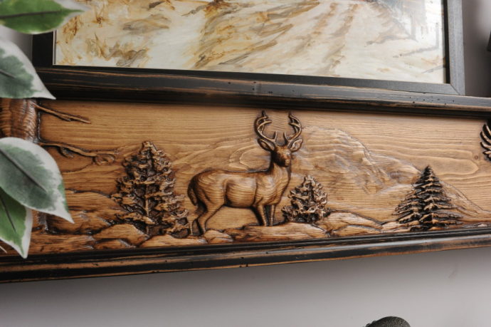 Deer Season Fireplace Mantel as a shelf.